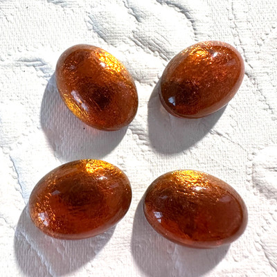 AM1271 Vintage glass stones 18x13mm oval deep orange foil concave back (4)