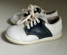Vintage Foot Mates Toddler Navy & White Leather Saddle Shoes Size 6E