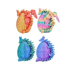 4PCS - 3D Printed Articulated Dragons & Eggs, 2 With Wings and 2 Without, 5.3 in
