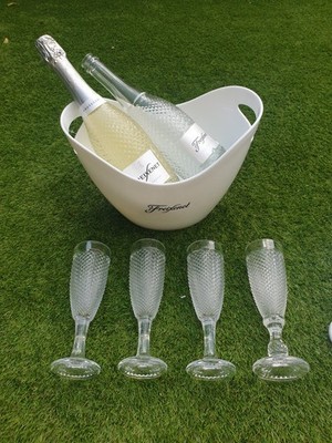 Freixenet Champagner Prosseco Eiskübel & 4 Gläser Geschenkset Haus Garten Bar NEU