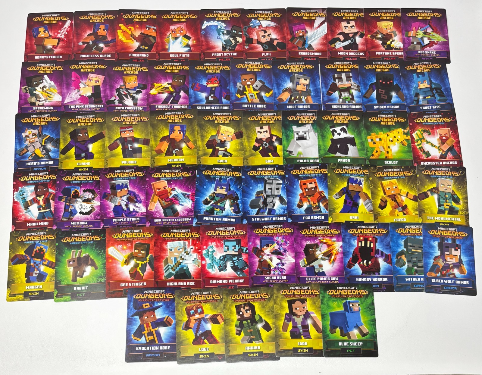 Lote de 55 cartas arcade Minecraft Dungeons diferentes (serie 4) Raw Thrills