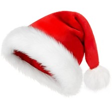 Santa Hat Christmas Hat Xmas New Year Festive Holiday Party Supply Plush Clas...