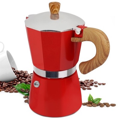 Supvision 12 Cup Moka Pot Aluminum 600ml Italian Coffee Maker 12 Cup, Red 