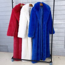 Womens Winter Warm Faux Fur Coat Fluffy Lapel Jacket Long Sleeve Parka Outwear//