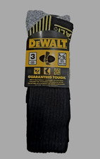 DEWALT Non-Binding Work Crew Socks 3-Pair Cotton Blend Black Size 10-13