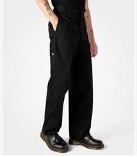 NWT Dickies Size 30X32 Black Twill Work Pants Loose Fit Straight Leg Dbl Knee
