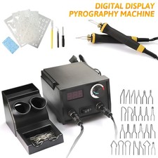 Digital Temp Control Pyrography Machine US Plug 23 Tips Wood Burning Pen Set