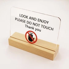 Do not touch signs look and enjoy for home office tabletop vertical wooden ba...