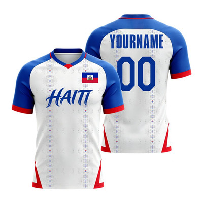Haiti World Cup 2026 Soccer Jersey Custom Name Number Mesh V-Neck T-Shirt