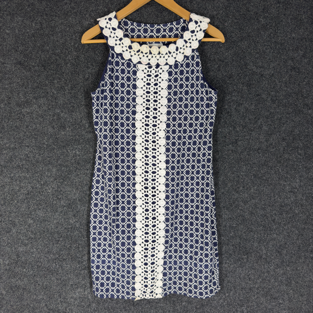 Charter Club Dress Women PM Petite Blue Geometric Sheath Midi Sleeveless  Cotton | eBay