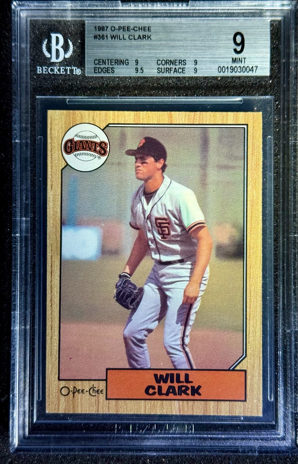 🔥 1987 O-Pee-Chee - WILL CLARK #361 - BGS 9!! (9, 9, 9.5, 9)