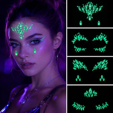 4 PCS Glow in the Dark Face Gems, Self Adhesive Face Jewels for Women Face Gem