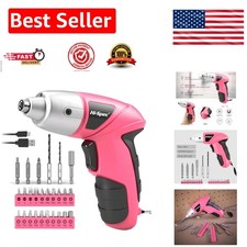 Portable Electric Screwdriver in Pink: Ideal for DIY Home Projects with 26 Bits