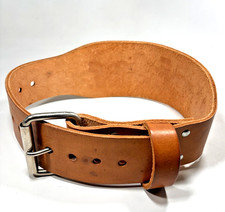 Weider Weight Lifting Tan Thick Leather & Chrome Exercise Belt Sz Small 25 - 28
