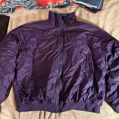 Columbia Men's L Reversible Full Zip Puffer Jacket Purple/Teal Nylon Stand
