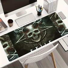 40 90cm Large Gothic Skull Pentagram  Demonic Horns Gaming Mouse Pad - Non-Slip