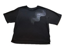 ADIDAS Women  s Cropped Black Tee Metallic Graphic Short Sleeve Size Large