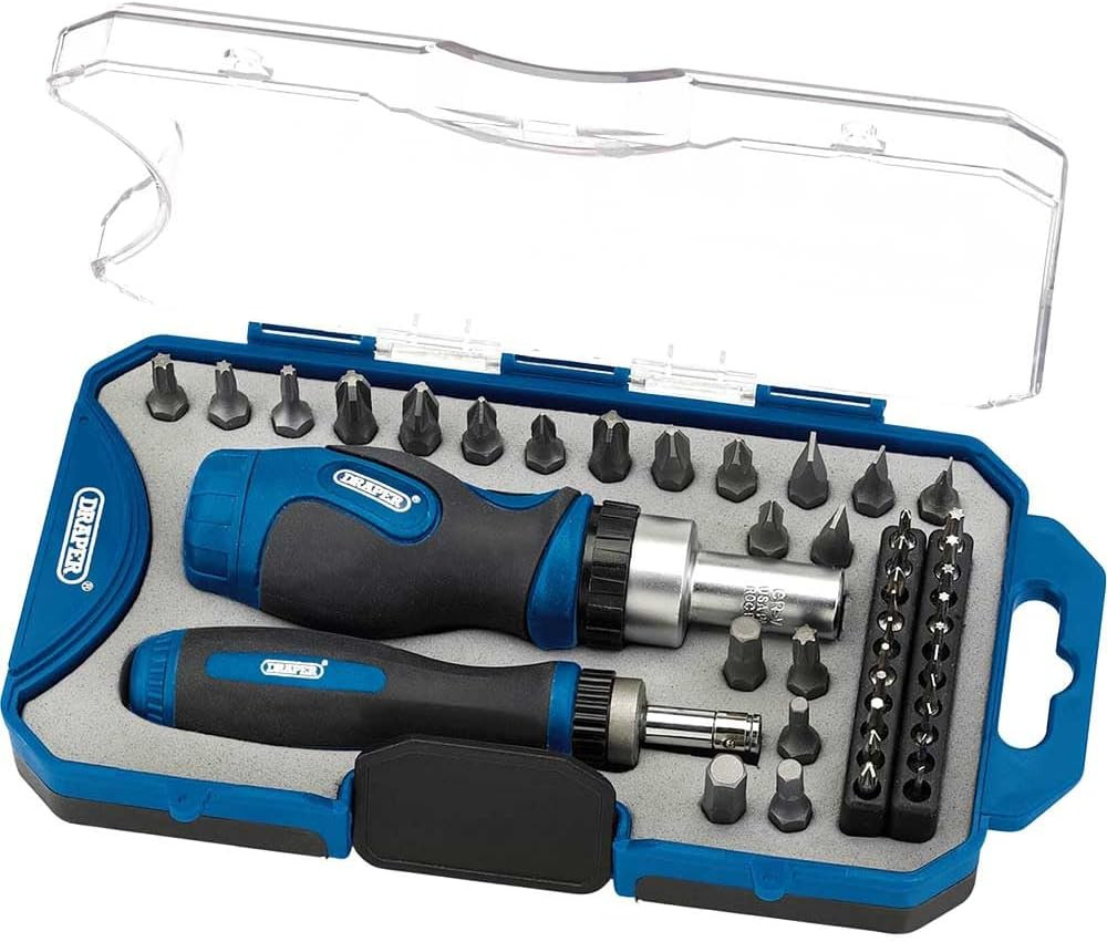 Set Cacciaviti Draper 46479 42 Punte Cricchetto - Precisione Blu