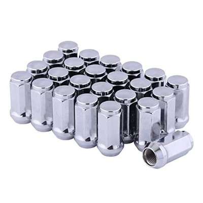 Chrome Acorn Lug Nuts M14x1.5 24-Pc Conical Fits Chevy Silverado GMC Sierra 19mm