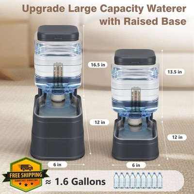 1.6 Gal Pet Water Dispenser Gravity Feeder w/ Stainless Bowl Filter Ice Pack