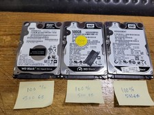 Lot of 3 Western Digital Black 2.5" 500GB hard drives HDD tested 100% healthy