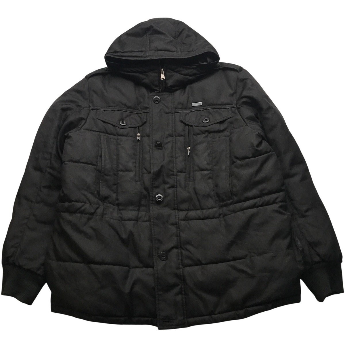 Vintage Sean John GIII Apparel Quilted Jacket Hooded Mens XXL Zip Black
