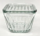 Vintage Anchor Hocking 1932 Design Ribbed 4.5” Square Refrigerator Dish W/Lid