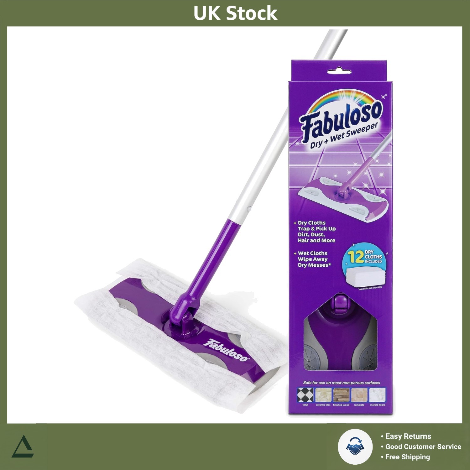 Lightweight Sweeper Mop with 12 Dry Cleaning Pads 2-in-1 Sweeping