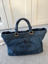 PRADA Hand Bag Tote Canapa Denim Indigo Blue Authentic **READ DESCRIPTION**