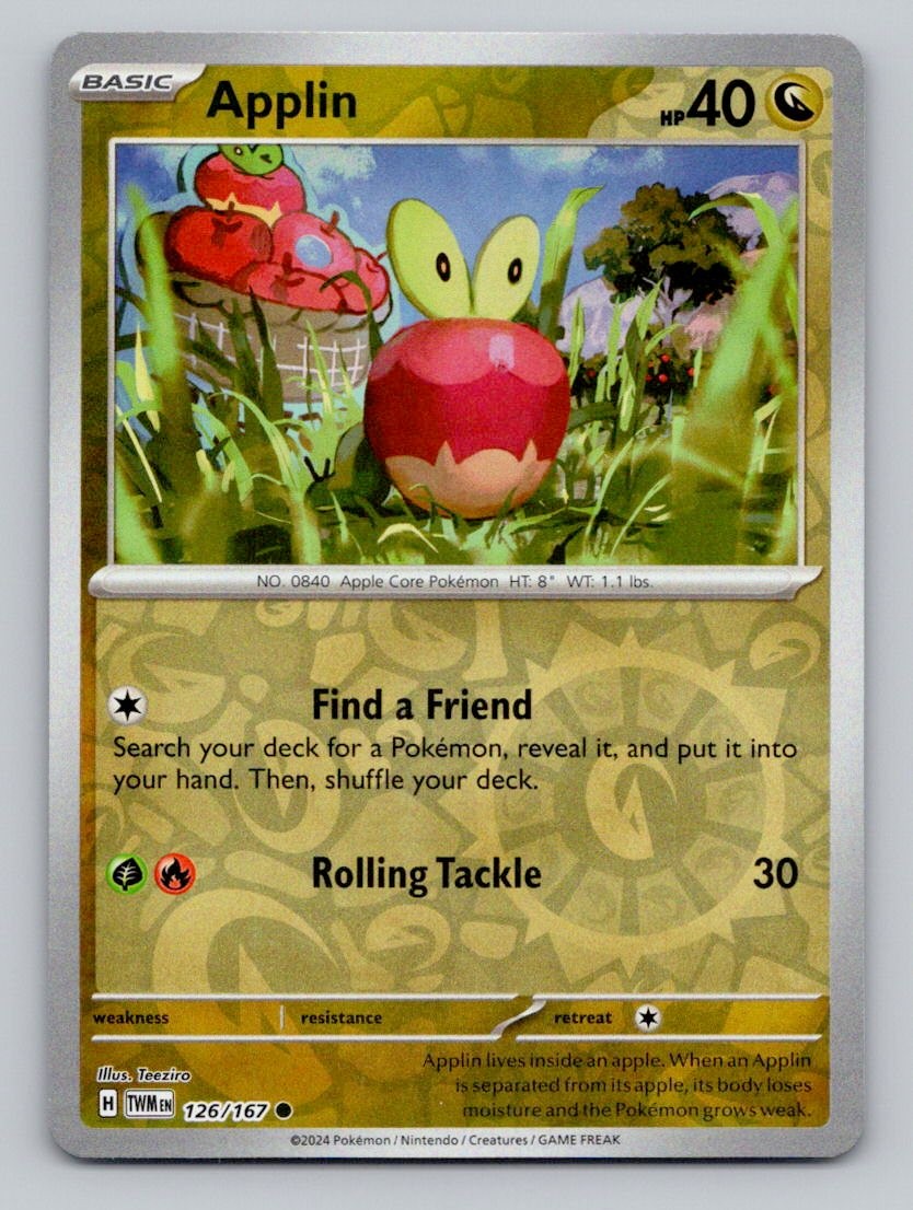 Reverse Holo Applin 126/167 Common Twilight Masquerade Pokemon