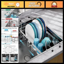 Compact Stainless Steel Over Sink Dish Drying Rack - Expandable 9" W Dish Draine