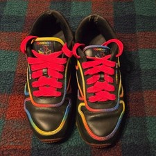 VINTAGE REEBOK CLASSIC RAINBOW COLORED SHOES YOUTH SIZE 6.5/WOMAN SIZE 8