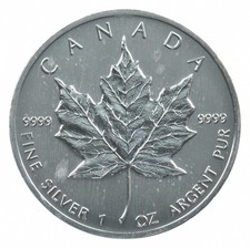 Better Date - 1989 Canada 5 Dollars - 1 Oz Maple Leaf World Coin- Silver *950