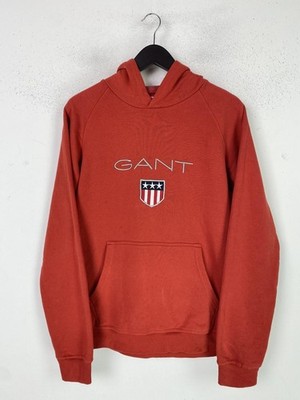 Gant Light Red Pullover Hoodie Logo Pocket Long Sleeve UK  L