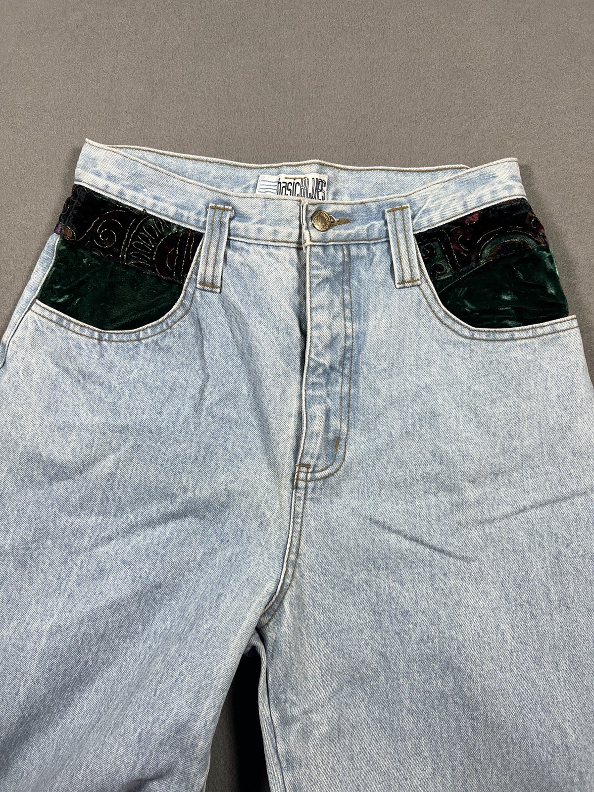 Vintage 1990s Basic Blues Patchwork Light Wash De… - image 2