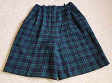 VINTAGE 80s/90s Womens Shorts-PENDLETON-green/blue plaid 100 wool pleated -4