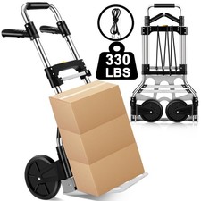 330 Lb Folding Hand Truck Dolly Cart Aluminum Telescoping Handle Rubber Wheels