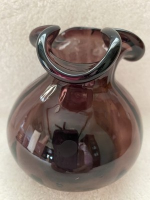 Vtg Beacon Optic Amethyst Hand Blown Glass Vase 