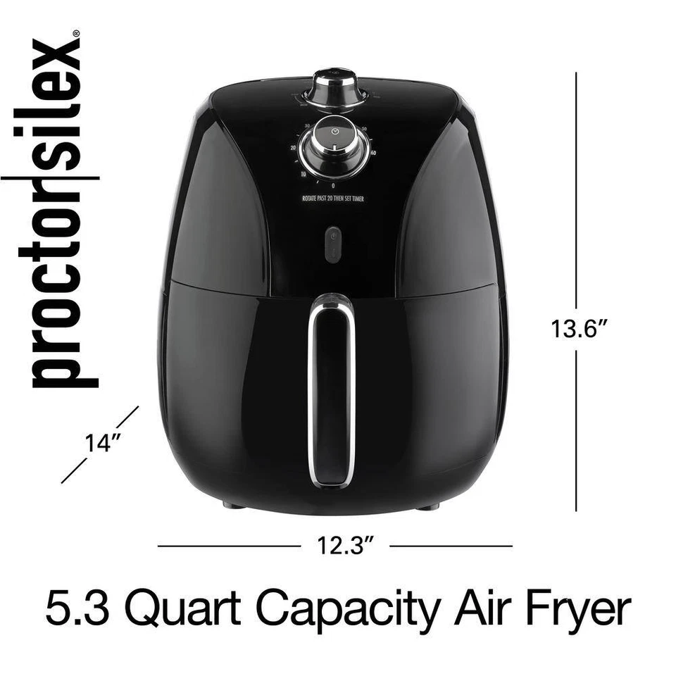 5,2 cuartos Freidora de aire negra con temporizador de 60 minutos Foto 3 de 4