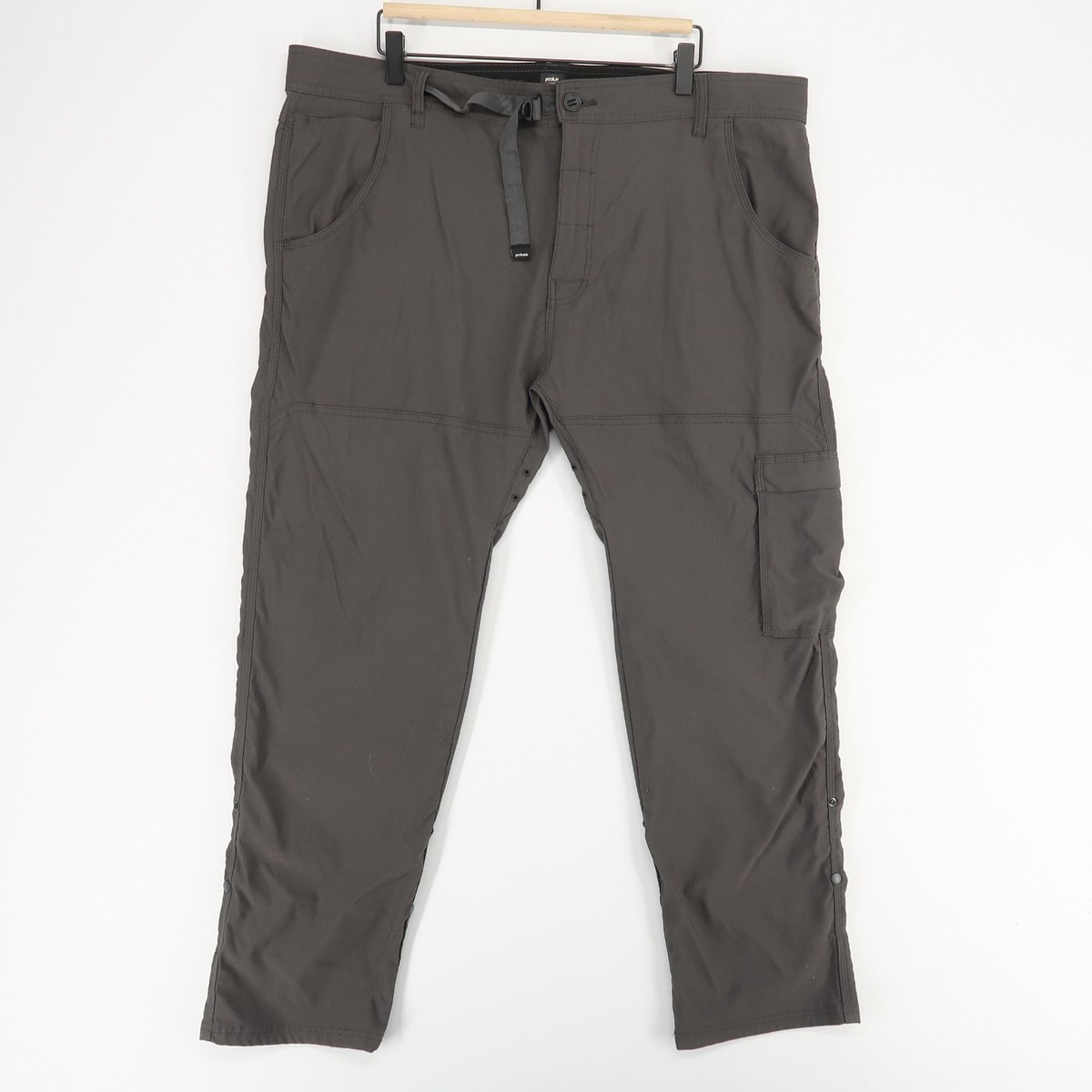 Prana Stretch Zion II Pants Mens 42x30 Gray Slim Fit Convertible