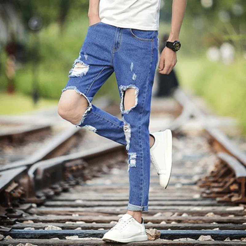 Men's Summer Thin Loose Straight Leg Jeans Casual Nine Point Ankle-Lengt — product photo 13 of 14
