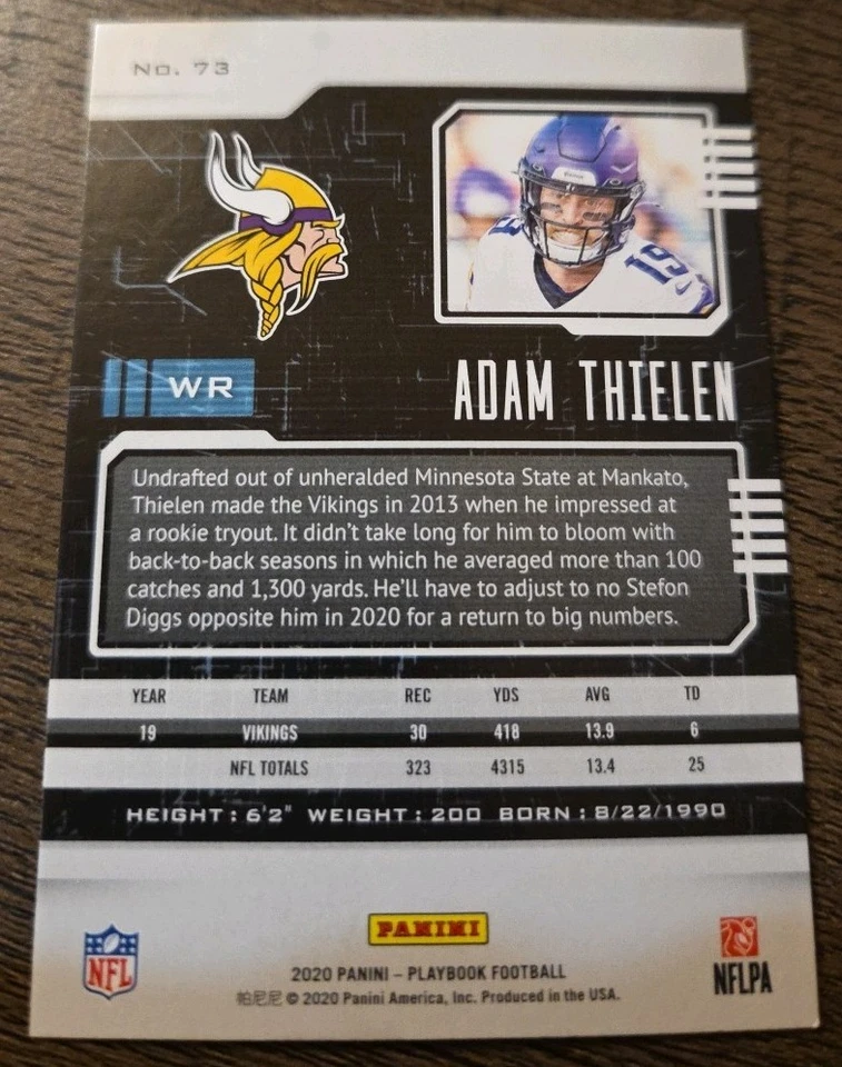 2020 Panini Playbook - Adam Thielen #73 - Image 2 of 2