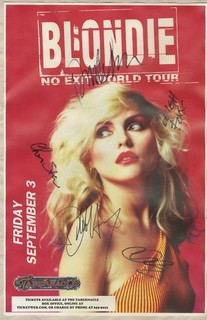 Blondie autographed gig poster Debbie Harry Jimmy Destri Chris Stein Clem