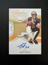 2025 Flawless Drew Brees Gold Distinguished 3-Color Patch On-Card Auto /25 HOF
