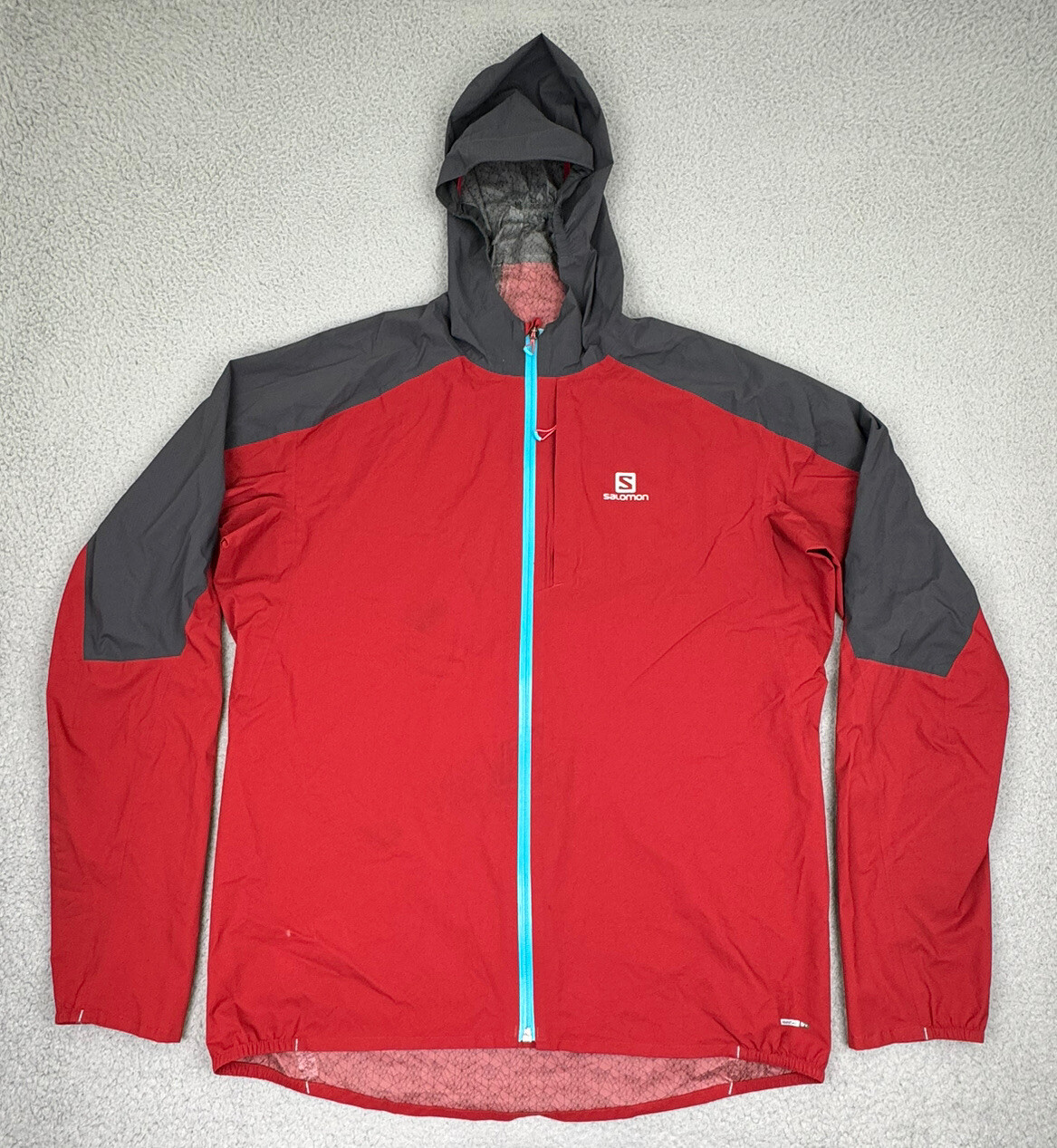 Salomon Windbreaker Giacca Pelle Avanzata Da Uomo XL Rossa Cerniera Intera Attiva 10K10K