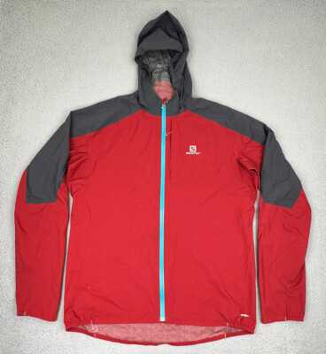 Salomon Windbreaker Men's XL Red Full Zip Active Dry Advanced Skin