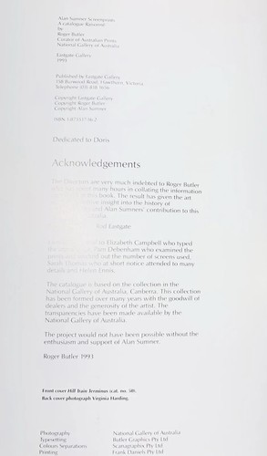Alan Sumner Screenprints Exhibition Catalogue 1993 Book Australian Art Prints - Picture 6 of 12