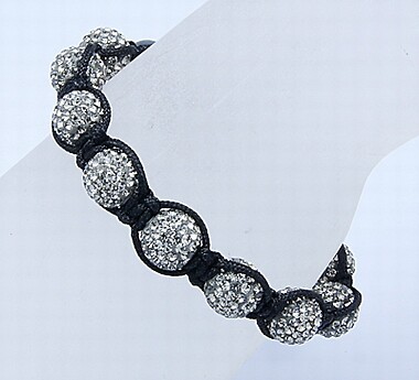 Discokugel Armbänder, mit Polymer Ton Tschechische Strass Perlen, Nylonkordel - 56 mm - Bild 8 von 8
