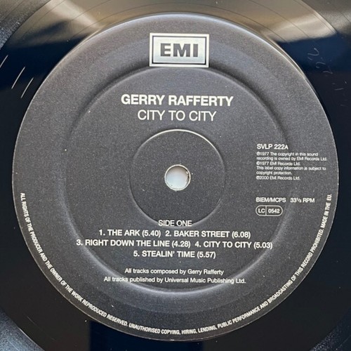 GERRY RAFFERTY City To City 2000 UK Simply Vinyl Remastered LP Baker Street MINT - Picture 3 of 3