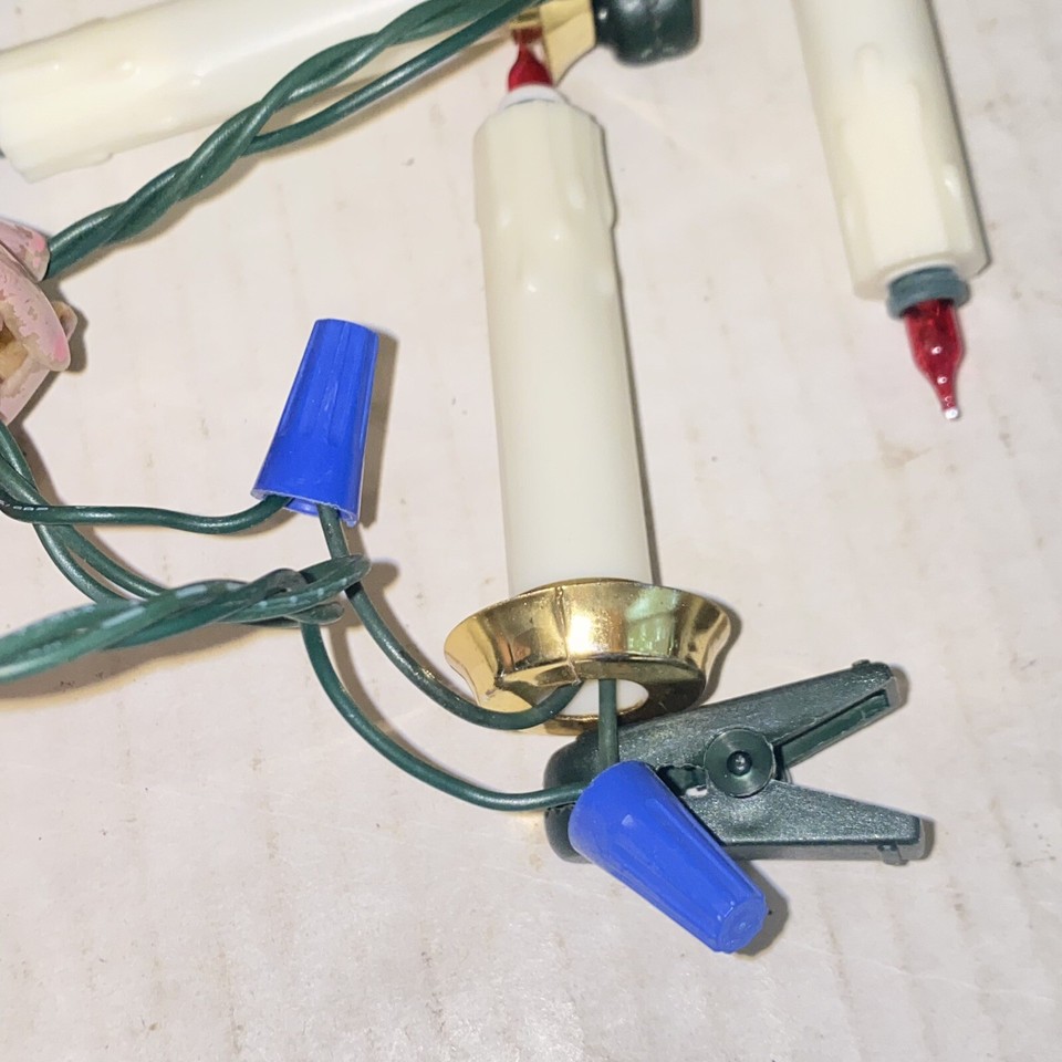 Vintage Mr Christmas 10 Clip On Red Flame Candle Christmas Tree Lights